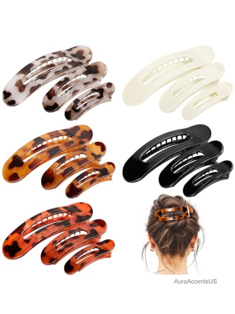 15 Pcs Flat Hair Claw Clips, Small Medium French Barrettes for Women
